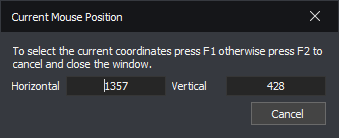 InstructBot showing the current mouse position window.