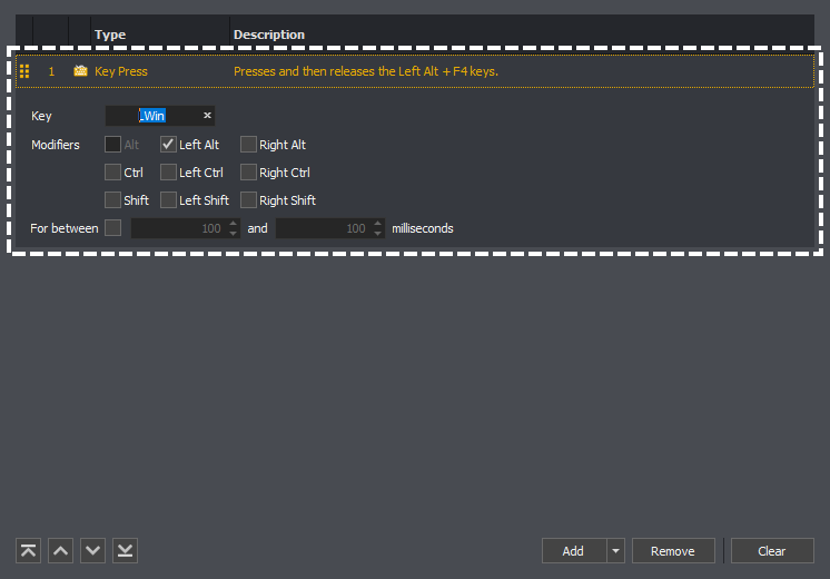 Showing an example of an action being edited in an input command of InstructBot.