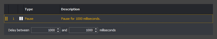 InstructBot showing a pause action with a fixed duration for an input command.